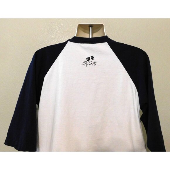 B.Kliban Cats Hawaii Raglan Tee Shirt XL White Navy 100% Cotton Fun Print - Picture 5 of 8